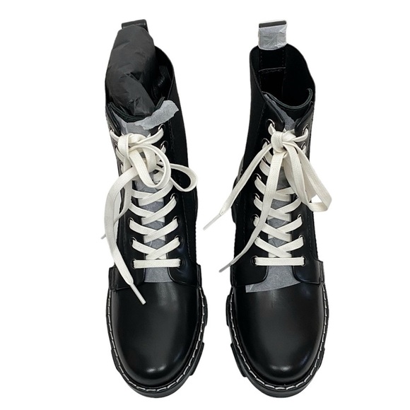 New! Rag & Bone Shiloh Black Leather Combat Boots - Picture 5 of 9